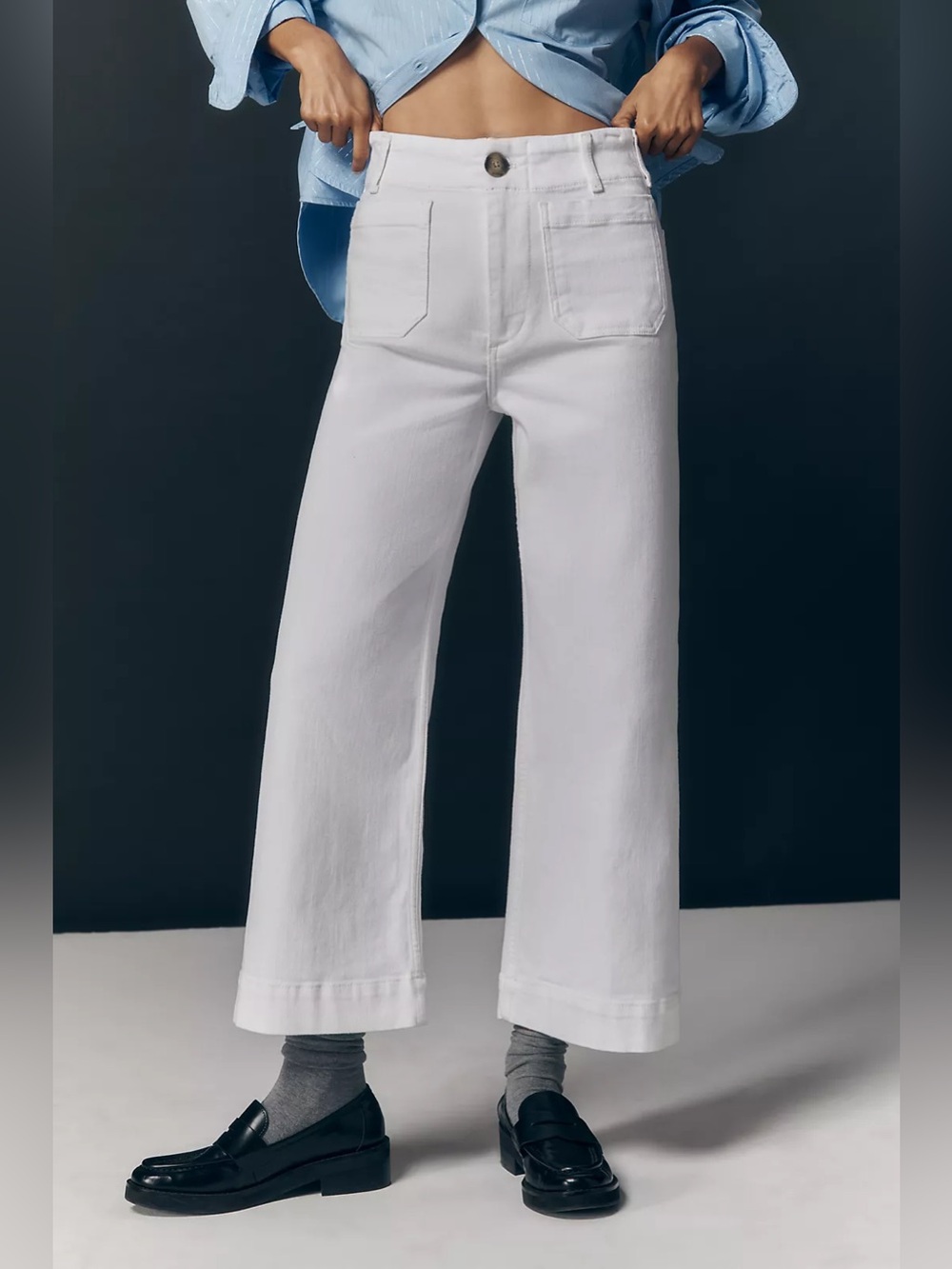 Maeve Anthropologie The Colette Wide Leg Cropped Jeans White Size 26T